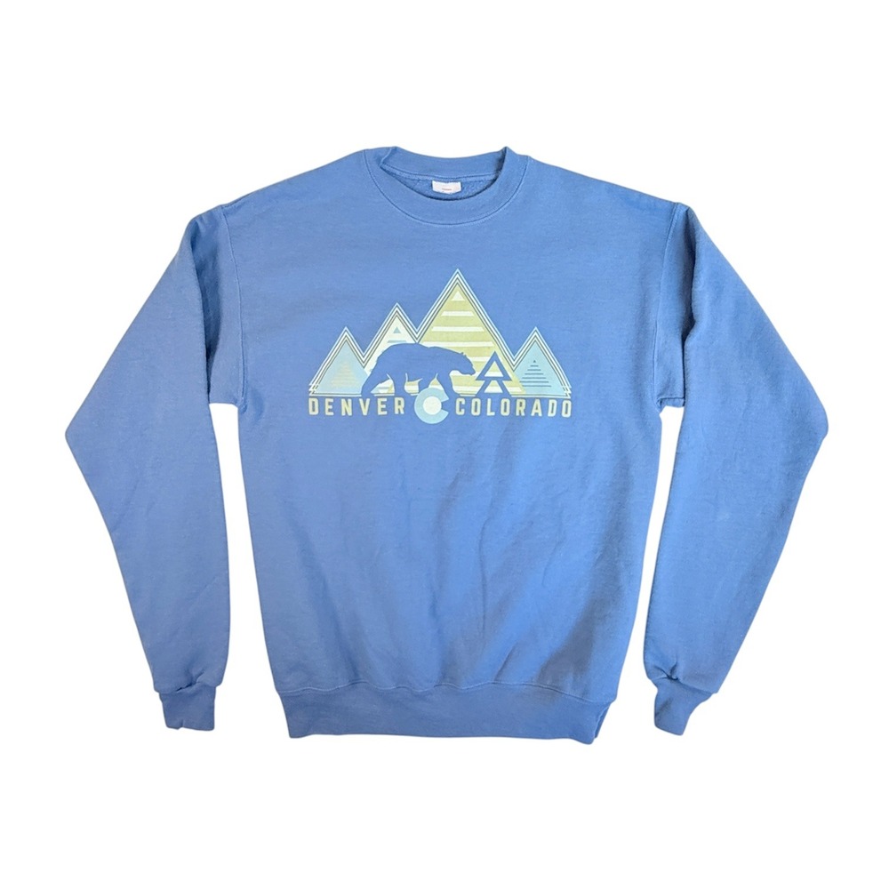 Hanes Sweatshirt Mens S Blue Denver Colorado Bear Mountain Graphic